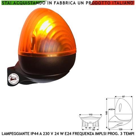 Lampeggiatore Cancello 230 V Da 20w E14 Intermittenza Elettronica Selezione Numero Di Lampeggi Al Minuto 60/90/120 Con - Foto 1