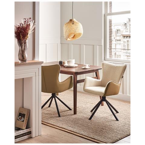 Set Di 2 Sedie Da Pranzo Novi Bouclé Beige Chiaro - Foto 1