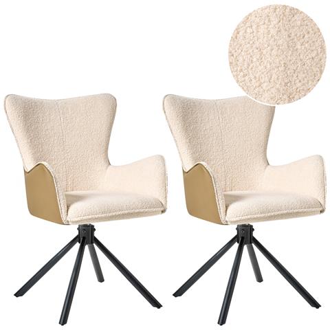 Set Di 2 Sedie Da Pranzo Novi Bouclé Beige Chiaro - Foto 2