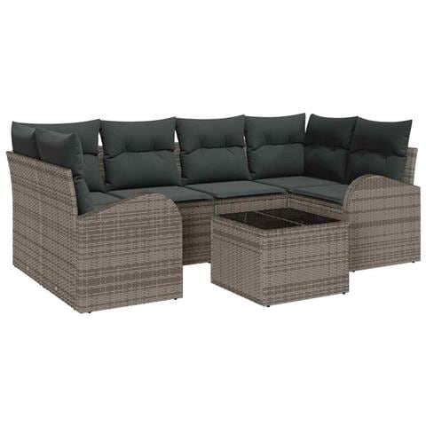 Set Divano da Giardino con cuscino 7 pcs Grigio 55 x 55 x 37 cm - Foto 1
