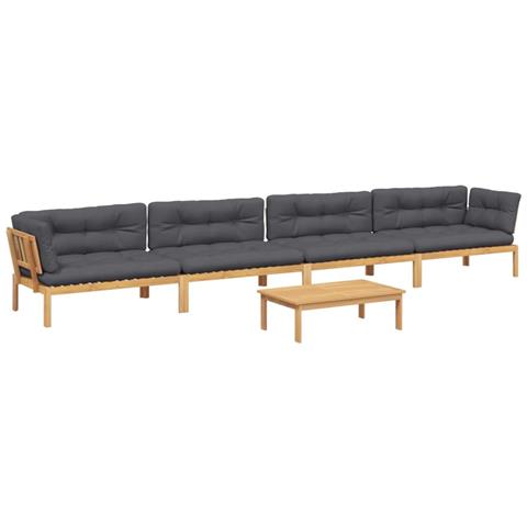 Set Divano Pallet Giardino 5pz con Cuscini Massello Acacia - Foto 1