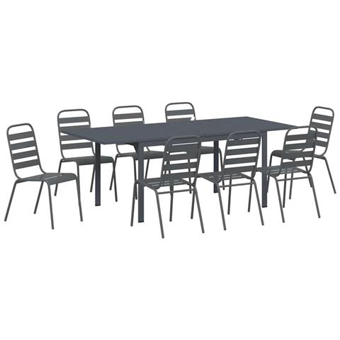Set da Pranzo per Giardino 9 pcs Antracite Acciaio - Foto 1