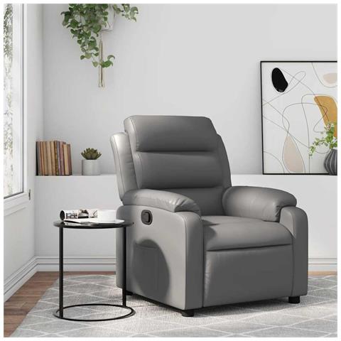 Poltrona Reclinabile Grigia in Similpelle - Foto 2