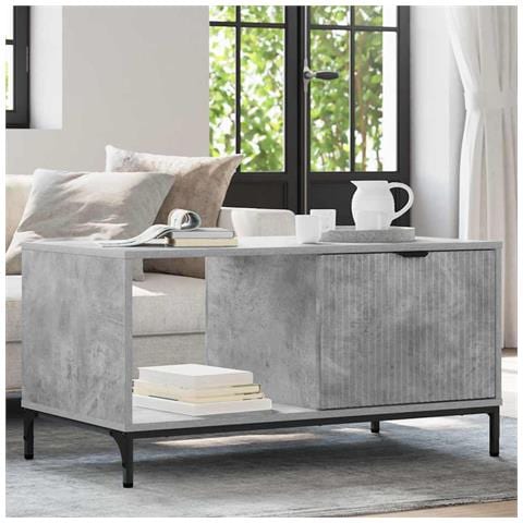 Tavolino da salotto Grigio cemento 90 x 49 x 46 cm - Foto 2