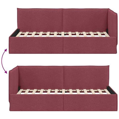 Cornice del letto ad angolo Rosso vino 80 x 200 cm Tessuto - Foto 9