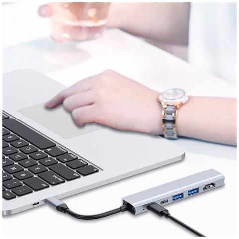 Hub Usb-c 5-in-1 A Hdmi 4k Con Dati Usb-c E Ricarica Pd 100w, Compatibile Con Macbook/huawei/apple - Foto 2