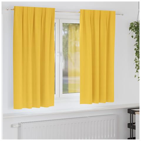 Tende con tende 2 pcs giallo senape Poliestere - Foto 2