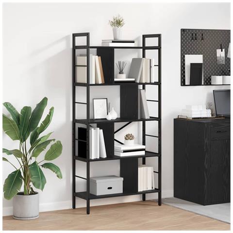 Libreria Rovere Nero 75 x 30 x 156 cm Legno multistrato - Foto 2