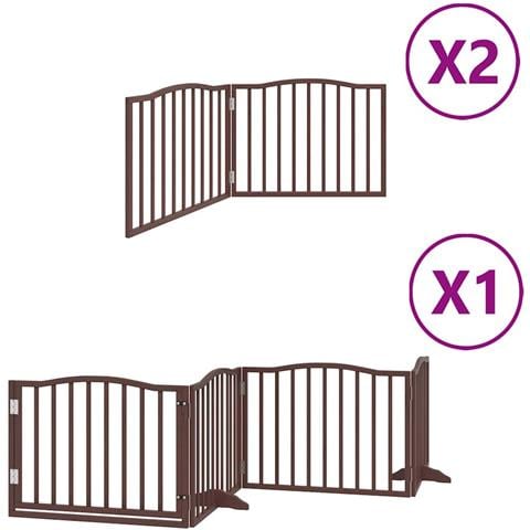 Cancello Cani Porta Pieghevole Marrone 8 Pannelli 640cm Pioppo - Foto 1