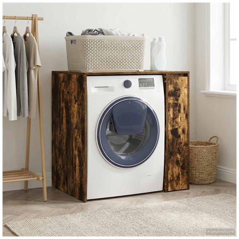 Mobiletto per lavatrice con porta Rovere fumé 87 x 60 x 89 cm - Foto 2