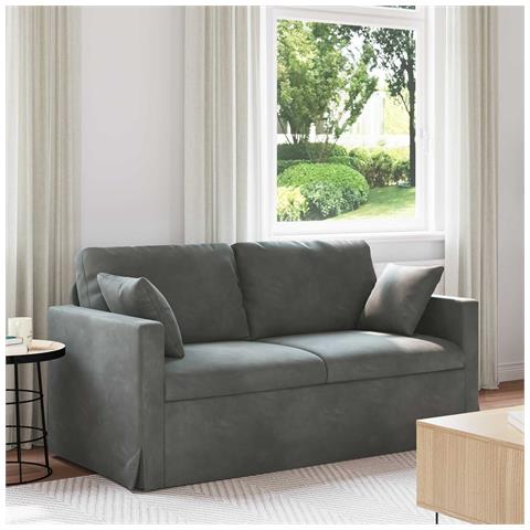 Divano Grigio scuro 158 x 78 x 80 cm Velluto - Foto 2