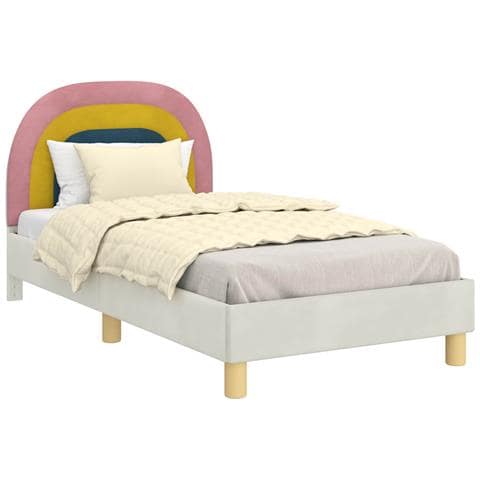 Struttura letto bambini con testata Crema 80 x 160 cm Velluto - Foto 1