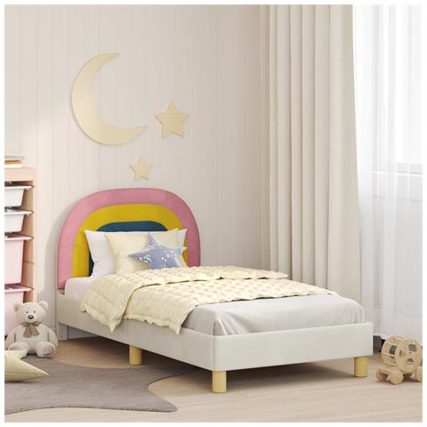 Struttura letto bambini con testata Crema 80 x 160 cm Velluto - Foto 2