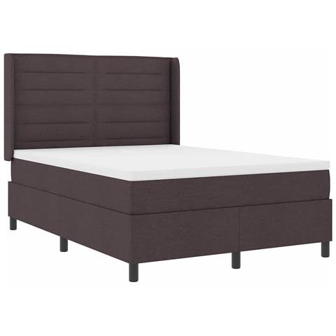 Letto a Sorgente LED Marrone Scuro 140 x 190 cm Tessuto - Foto 1