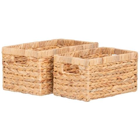 Set Di 2 Cesti Passo Rettangolari In Giacinto D'acqua Naturale - Misure Assortite - Foto 1