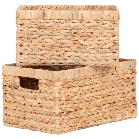 Set Di 2 Cesti Passo Rettangolari In Giacinto D'acqua Naturale - Misure Assortite - Foto 2