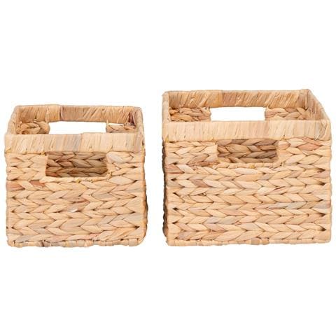 Set Di 2 Cesti Passo Rettangolari In Giacinto D'acqua Naturale - Misure Assortite - Foto 3