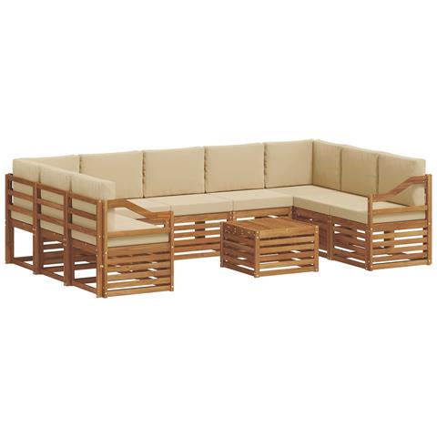 Set divani 10 pcs Naturale e Beige Legno di Acacia Massello - Foto 1