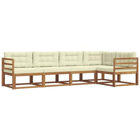 Set di divani da esterno con cuscino 5 pcs Naturale e Crema - Foto 1