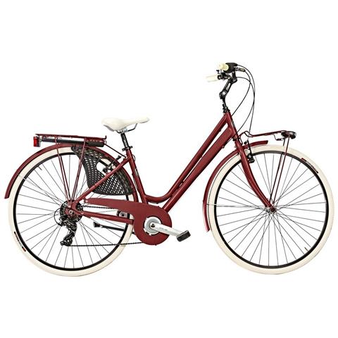 Bici Donna Telaio Alluminio Linea Cottage Misura 28 Bicicletta Cambio 6v City Bike Vintage Completa Di Accessori Finiture Panna - 44 Rosso Opaco - Foto 1