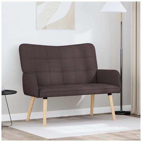 Sofa a Due Posti Marrone Scuro 115 x 61 x 87 cm Tessuto - Foto 2