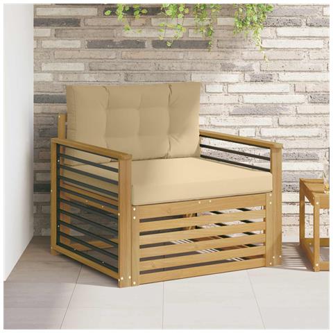 Divano da esterno Poliestere Bianco e beige - Foto 2