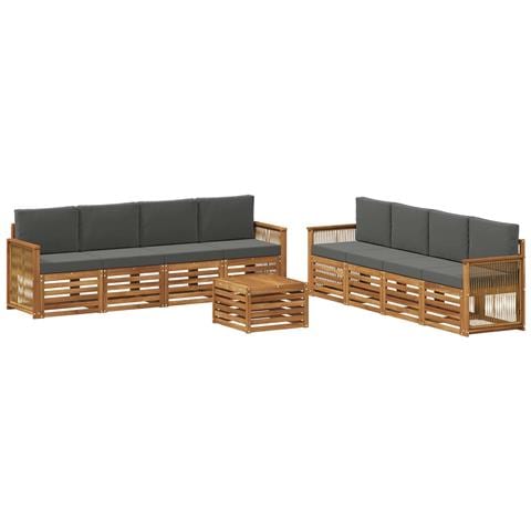 Set divani con cuscino 9 pcs Legno di Acacia Massello - Foto 1
