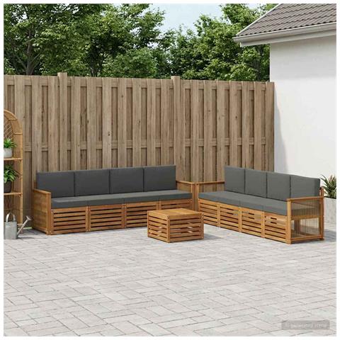 Set divani con cuscino 9 pcs Legno di Acacia Massello - Foto 2