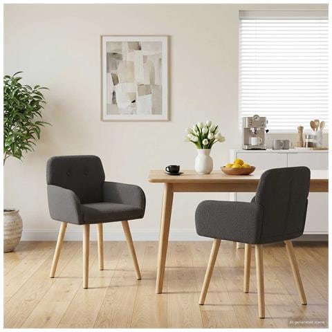 Sedie da pranzo 2 pcs Bouclé Grigio Scuro 59 x 57 x 85 cm - Foto 2