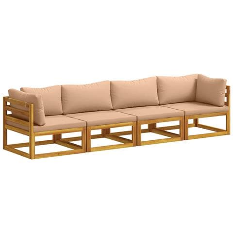 Set di divani 4 pz Naturale Legno di Acacia Massello - Foto 1