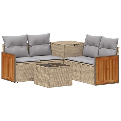 Set di divani 6 pz Beige e Grigio Chiaro - Foto 1