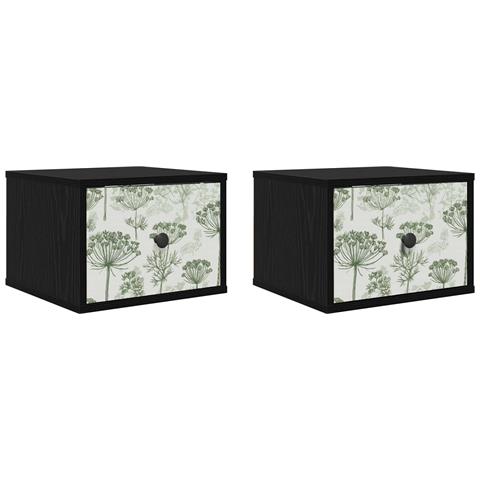 Mobiletto da comodino a parete GOTHA 2 pz Rovere Nero - Foto 1