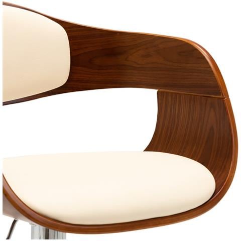 Sgabello Da Bar Crema In Legno Piegato E Similpelle - Foto 7