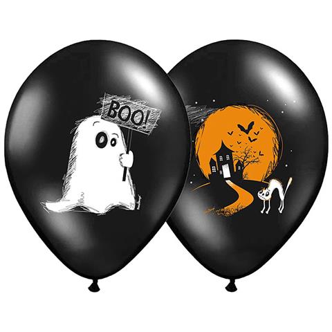 Partydeco - 6 Palloncini Boo Di Halloween - Foto 1