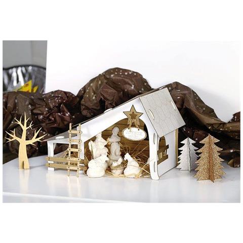 Presepe In Cartone Pretagliato Da Costruire Da Soli 29 X 19 X 14 Cm - Foto 5