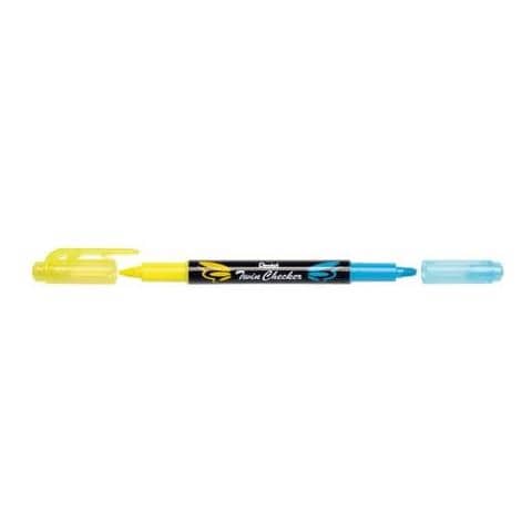Evidenziatore Twin Checker A Doppia Punta 1-3 Mm Giallo-azzurro - Slw8-gs (conf. 12)  - Foto 1