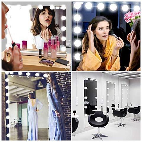 Specchio Luci 14 Lampadine In Stile Hollywoodiano Con Cavo Usb Cambiare 3 Colori E 10 Luminosit Specchio Lungo Luci Bastone Su Per Il Trucco Luci Vanit Led Per Dressing Table (niente Specchio Usb Adapter)  - Foto 2