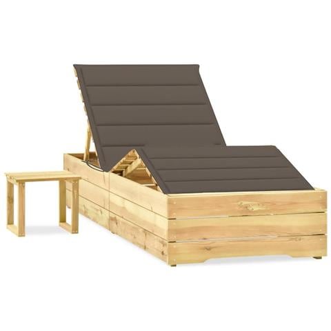 Lettino da Giardino con Tavolino Cuscino Legno Pino Impregnato - Foto 1