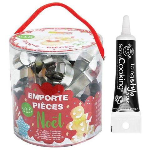 18 Tagliabiscotti Di Natale In Acciaio Inox + Penna Per Glassa Nera - Foto 1