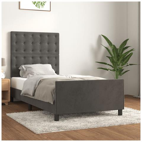 Giroletto Con Testiera Grigio Scuro 100x200 Cm In Velluto - Foto 7