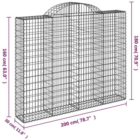 Cesto Gabbione Ad Arco 200x30x160/180 Cm Ferro Zincato - Foto 4