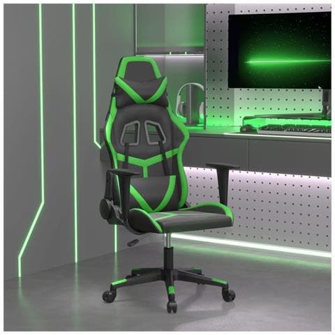 Sedia Da Gaming Massaggiante Nero E Verde In Similpelle - Foto 1