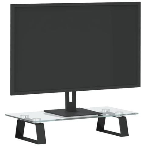 Supporto Per Monitor Nero 40x20x8cm Vetro Temperato E Metallo - Foto 3