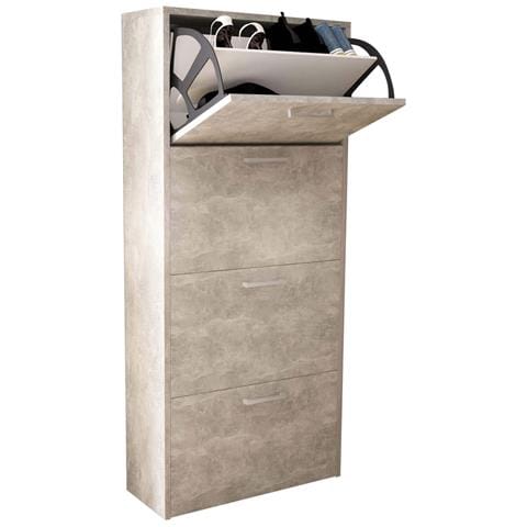 Scarpiera Da Interno A 4 Ante Con Doppio Scomparto In Legno Anita - Gray - Foto 1