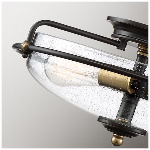 Plafoniera Industrial Nordica Griffin Acciaio Bronzo Ottone 3 Luci E27 - Foto 2