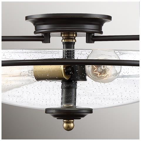 Plafoniera Industrial Nordica Griffin Acciaio Bronzo Ottone 3 Luci E27 - Foto 4