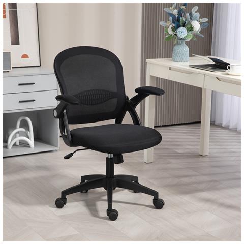 Sedia Da Ufficio Ergonomica Con Schienale A Rete E Altezza Regolabile, 65.5x61.5x88-97.5cm, Nero - Foto 6