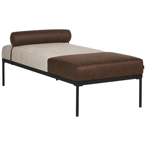 Chaise Longue Malmos Lino Sintetico Pelle Sintetica Marrone Scuro - Foto 2