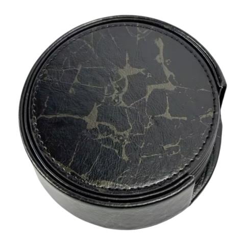 Set Di 6 Sottobicchieri Rotondi In Pelle Pu Con Supporti Black - Foto 2