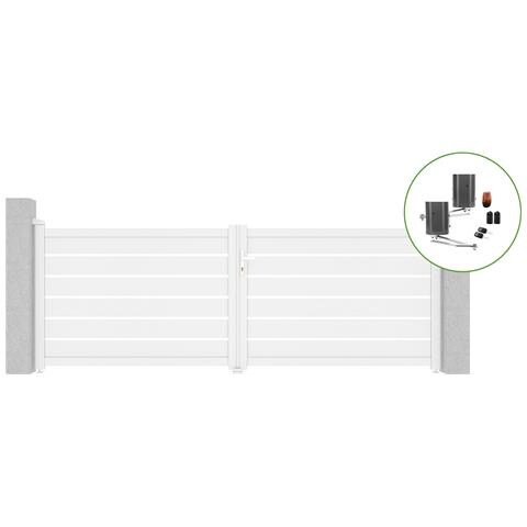 Cancello Battente 3,5m Vogel Alt. 120cm Alluminio Bianco + Motorizzazione Bunker B500 - Foto 1